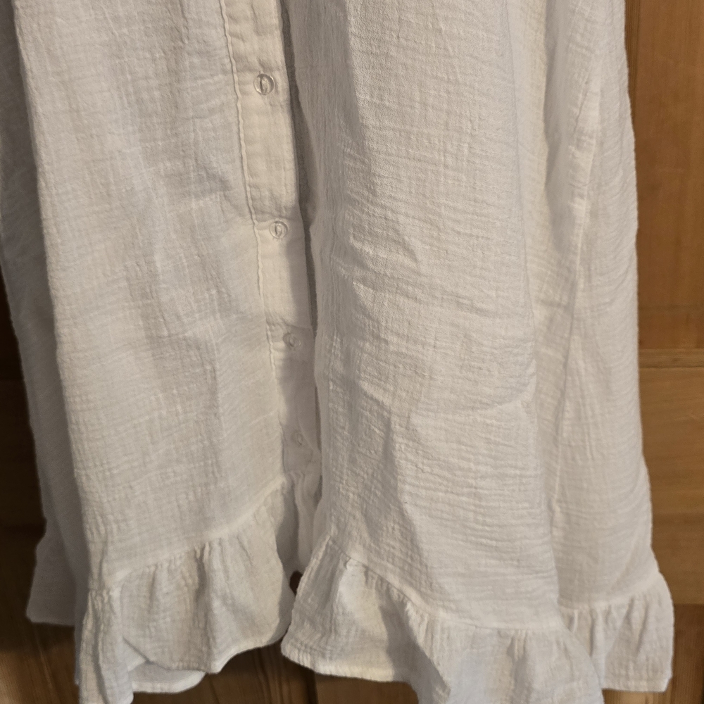 Stevie Hender White 100% Cotton Gauze Textured Dress Lightweight Size Small - Picture 5 of 8